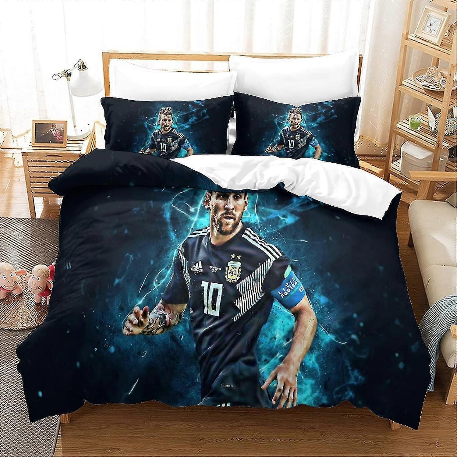 Luxury Soft Bedding Set with 3D Printed Football Design Duvet Cover and Pillowcases, Easy Care