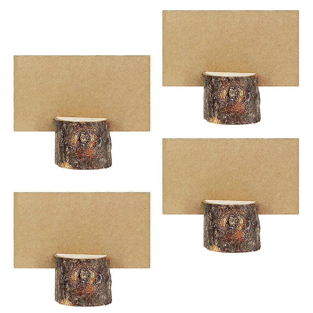 Table Decoration Holder Wood Base Memo Holder Primitive Theme Style Khaki Color Larch Wood Photo Stand 10 Sets