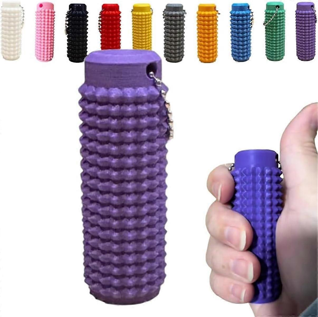 Spiky Grippie Stim Keychain Anxiety Relief Fidget Bumpy Roller Massage Key Pendant Calming Sensory Tool Purple