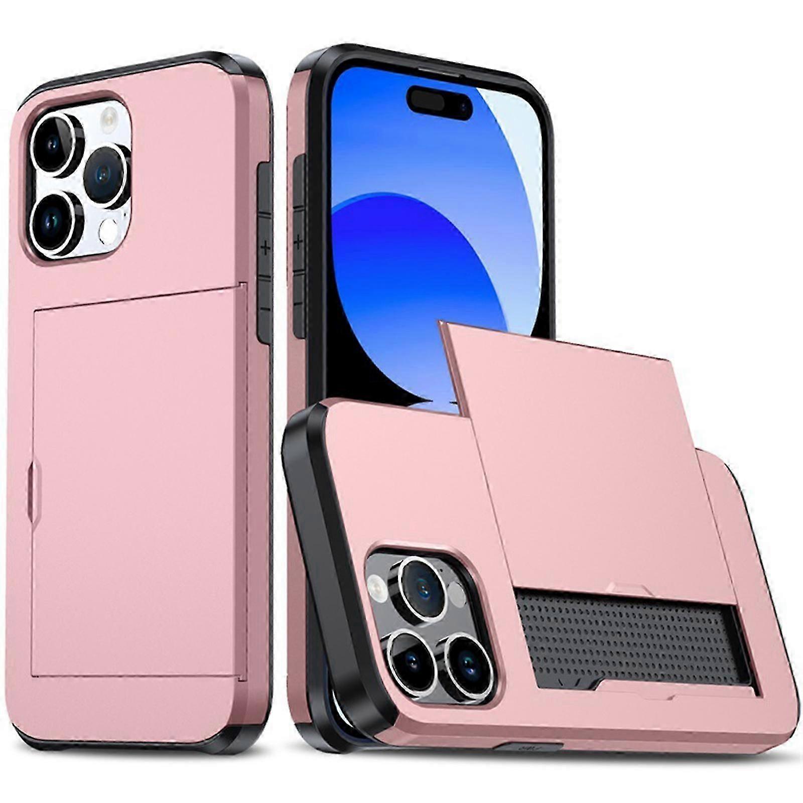 iPhone 15 Pro Max/15 Ultra Kılıf için Kart Tutuculu Ağır Hizmet Tipi Koruyucu Çift Katmanlı Darbeye Dayanıklı Gizli Kart Yuvası İnce Cüzdan Kılıfı 15 Pro Max