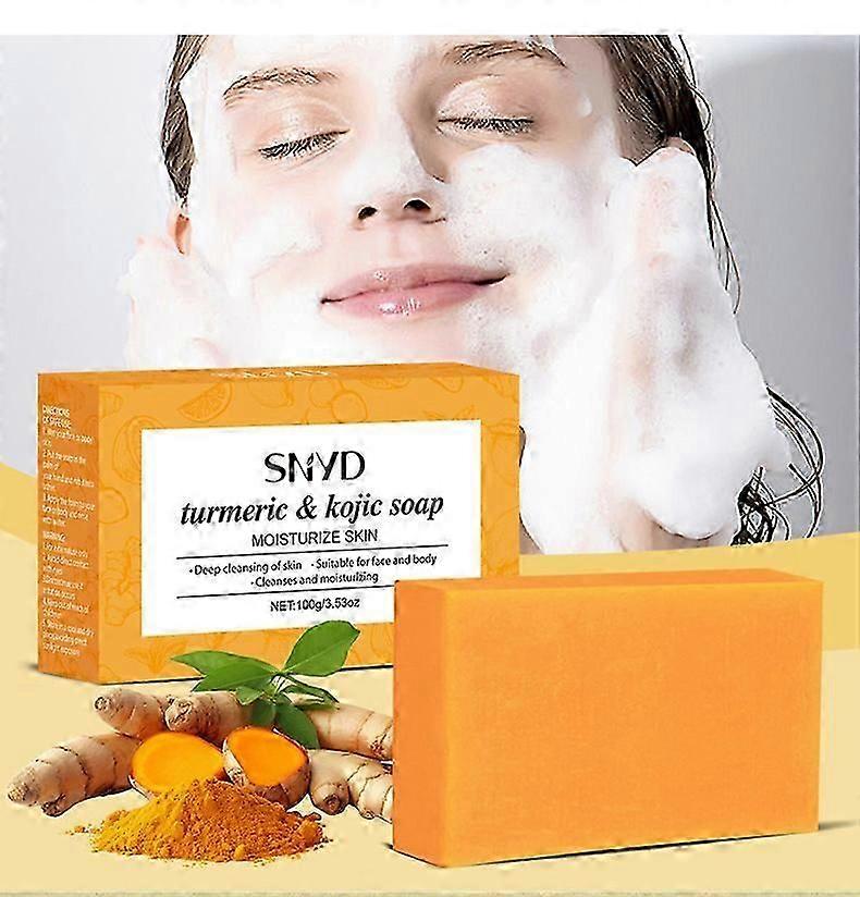 Orange Kojic Acid Seife – Aufhellende Seife Mit Zitrone & Kurkuma Für Gesicht Und Körper, 100g (3 Stück)