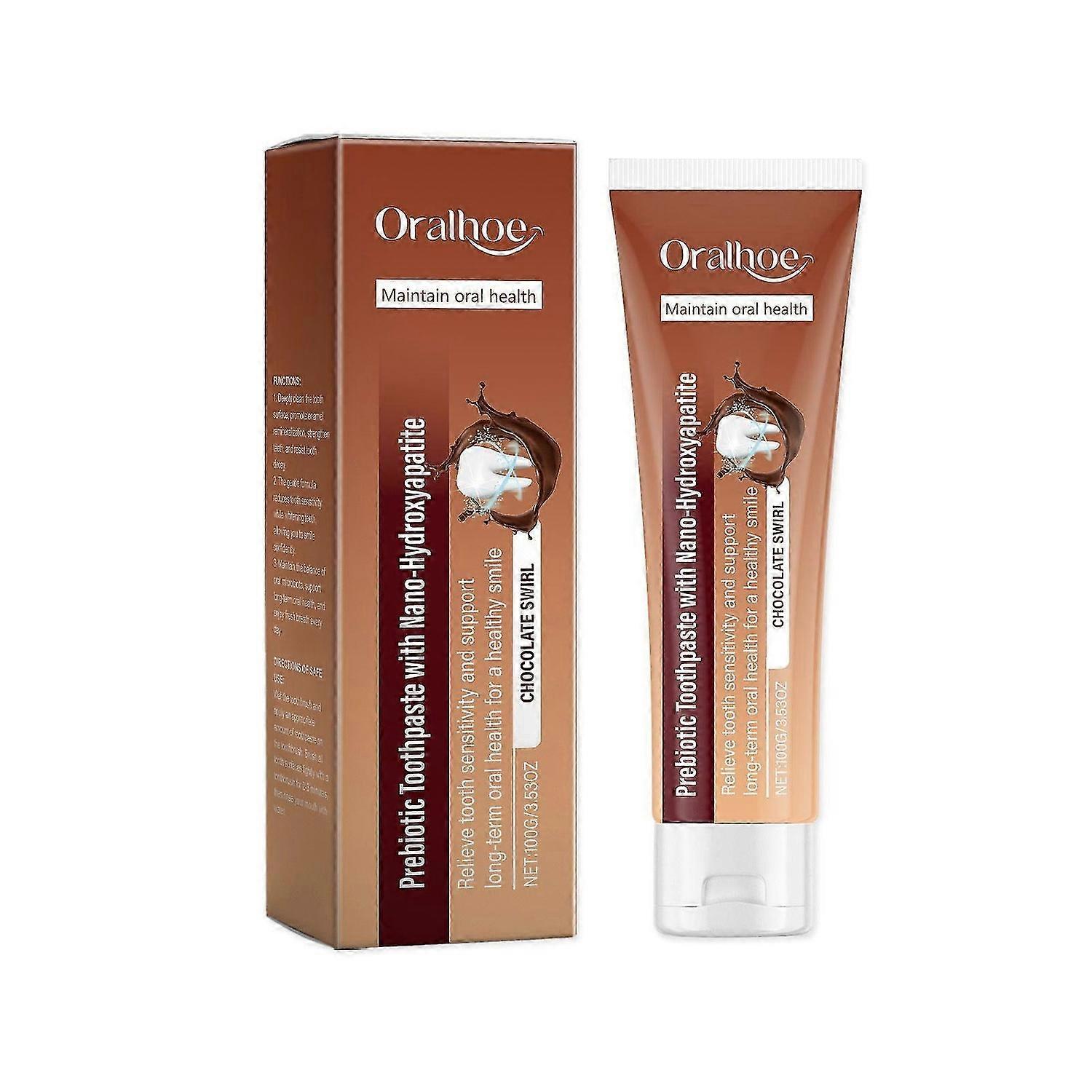 Nano Hydroxyapatite Toothpaste with PrebioticsToothpaste for Sensitive Teeth , Chocolate Swirl,Fresh