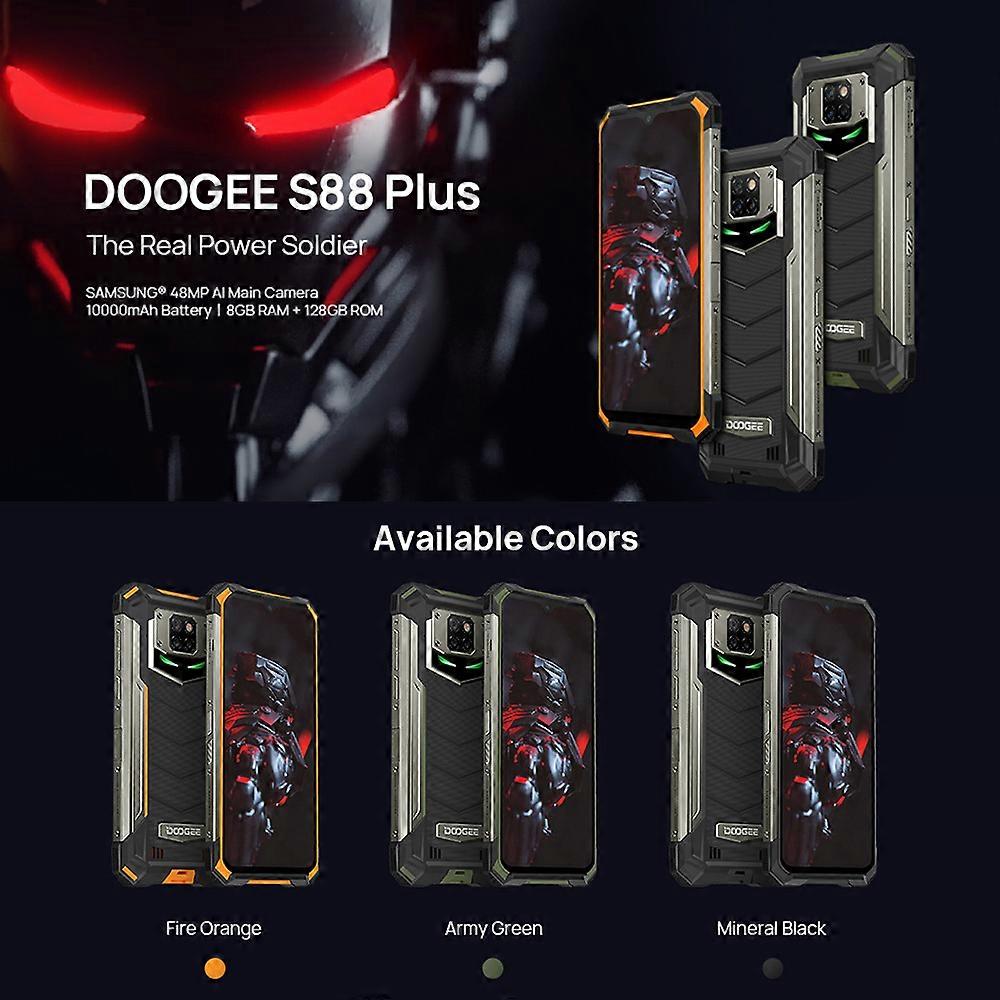 DOOGEE الهاتف الخليوي S88 Plus هاتف ذكي متين بدقة 48 ميجابكسل كاميرا رئيسية 8 جيجابايت رام 128 جيجابايت ROM IP68 / IP69K Android 10 النسخة الروسية البرتقالي