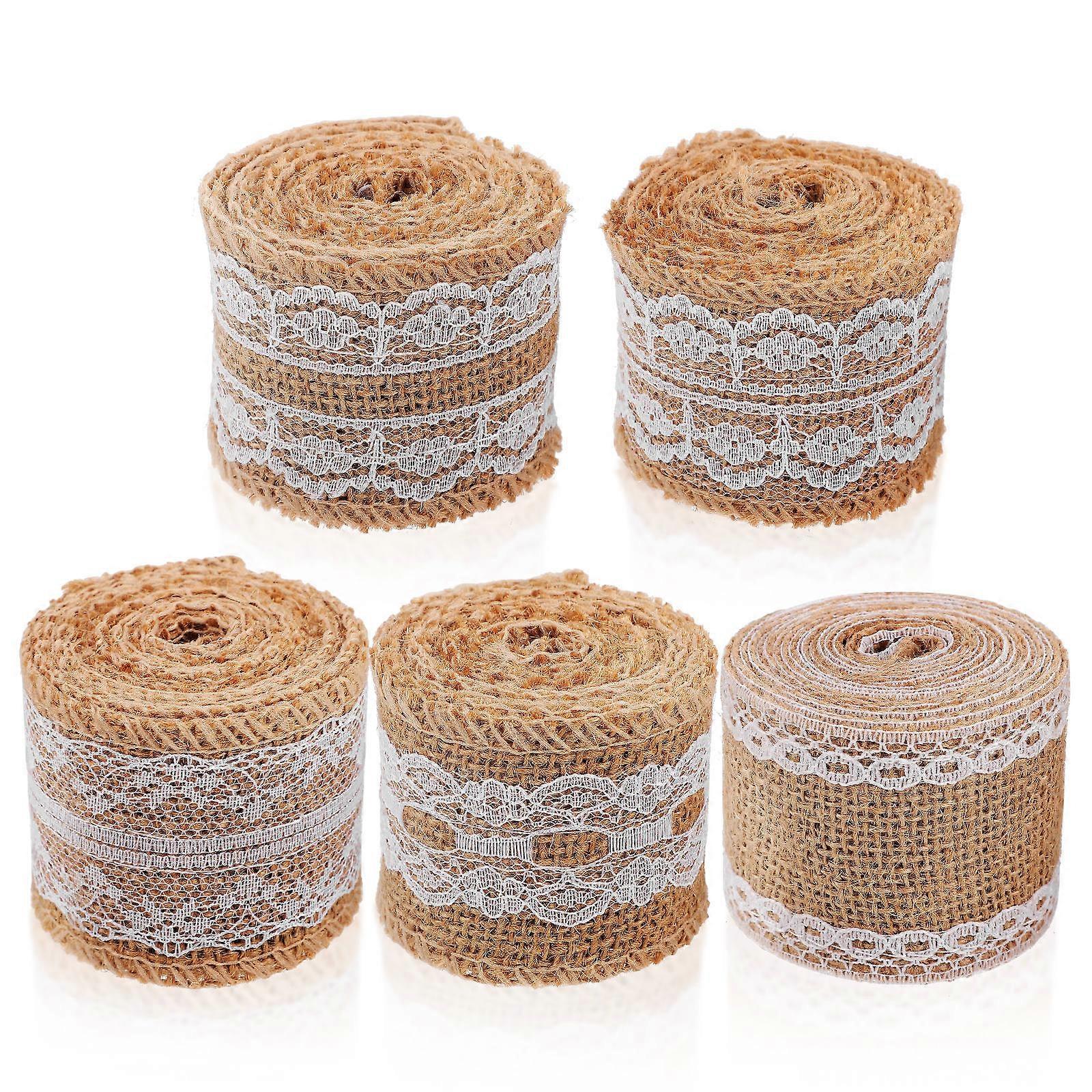 Decorative Wrapping Ribbon Jute Trim For Christmas Presents 2m 5 Rolls