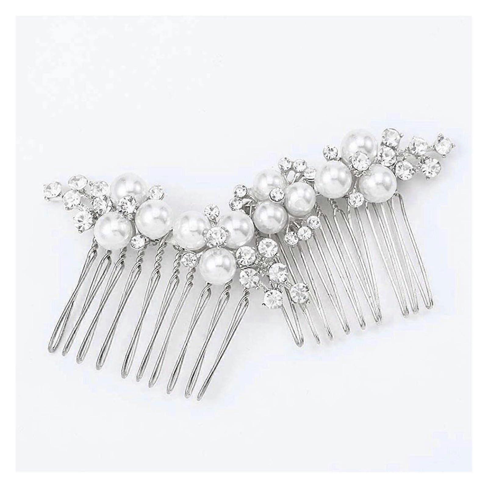 Silvercolored floral hair comb, handmade, alloy, pearl hairpin, bridal tiaras Ref: 3928