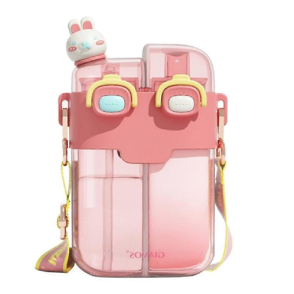 Environmentally Friendly Water Bottle With Double Compartments, Plastic Bottle, Animated Design For Kids And Adults