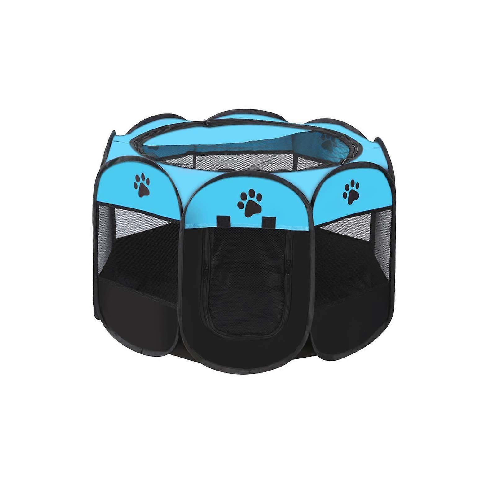 Portable Pet Dog Fence, Playpen for Indoor Outdoor, Waterproof Oxford Cloth (XL, Blue)