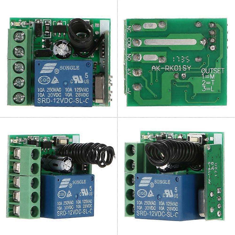 Smart Home 433Mhz DC 12V 1CH Wireless Relay Receiver Universal Control Switch Module and RF Transmitter Remote Controls 1527