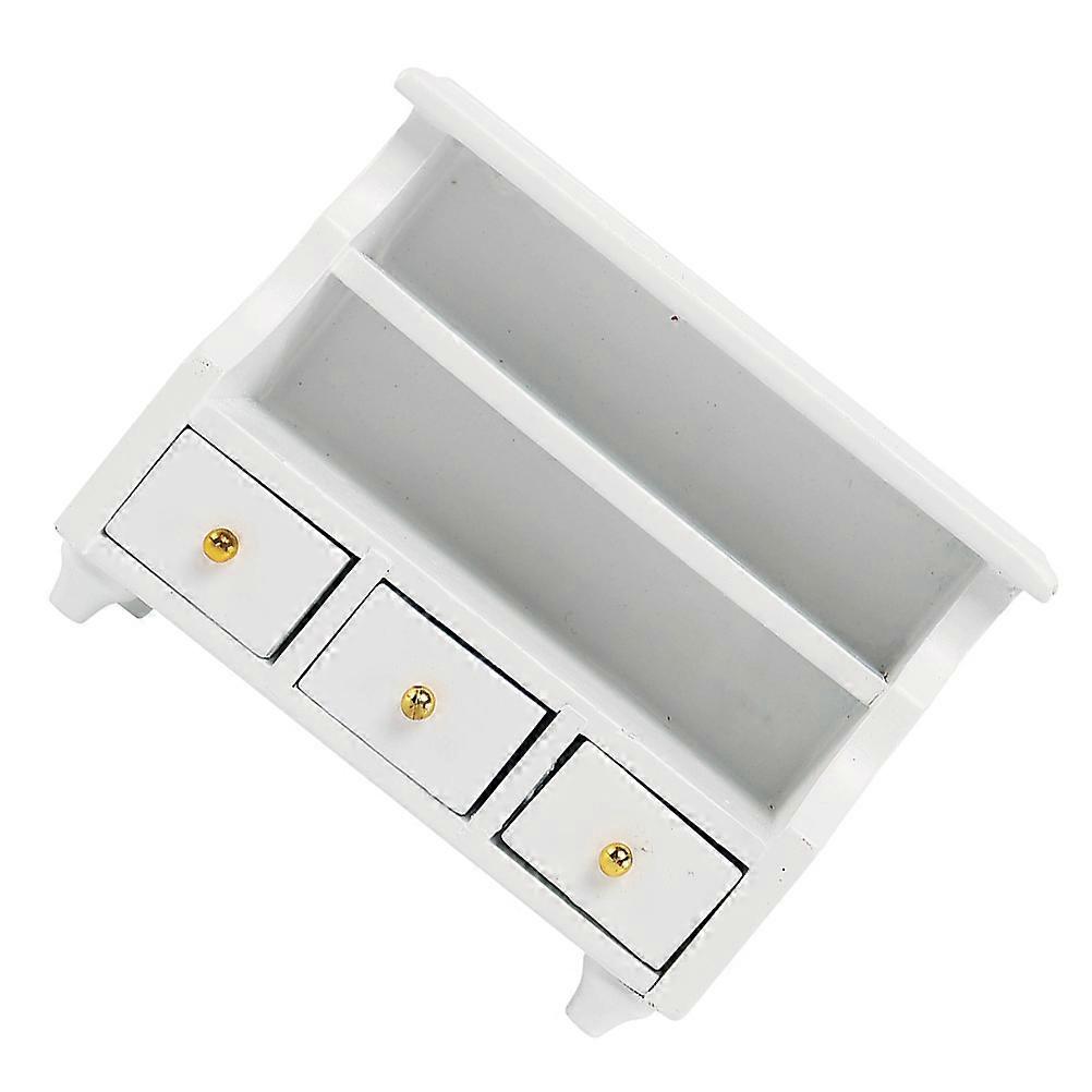 White Mini Cabinet Toy for Crafts Made of Synthetic Material Great for Mini House Decorations 1:12