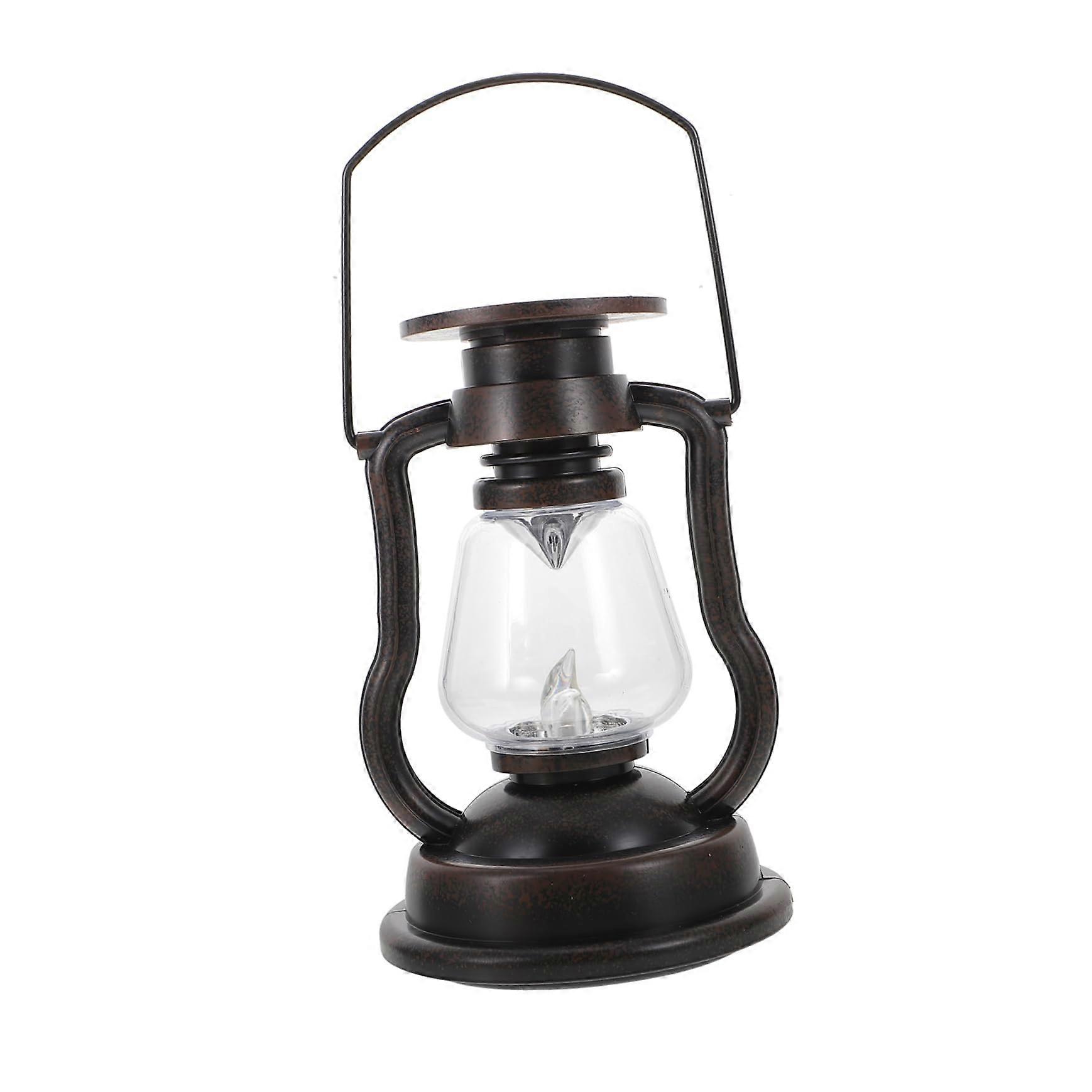 Solar Lantern with Flickering Light Vintage LED Garden Lamp for Outdoor Use