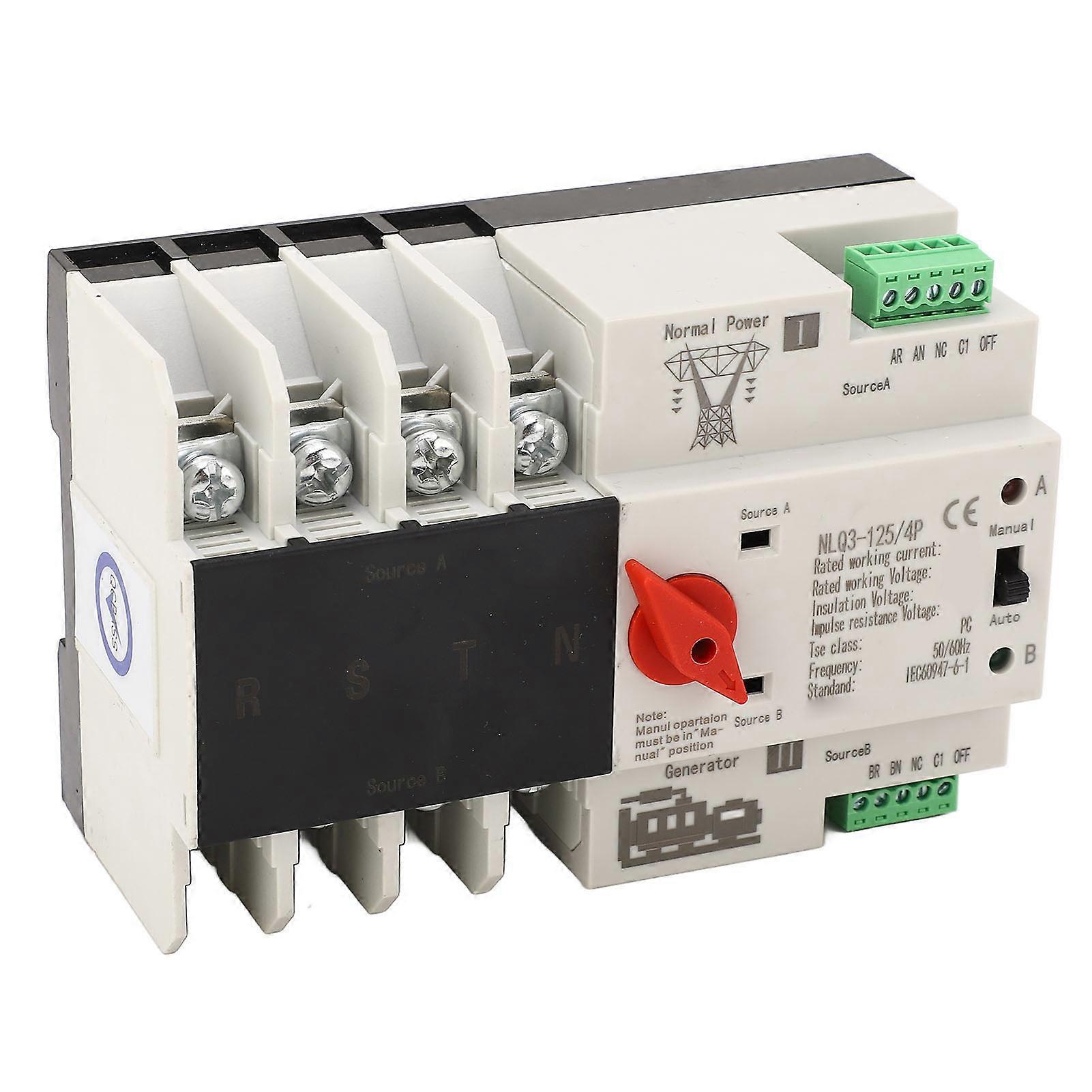 Dual Power Automatic Transfer Switch 4P Fast Switching PC AC 110V 63A for Home Factory