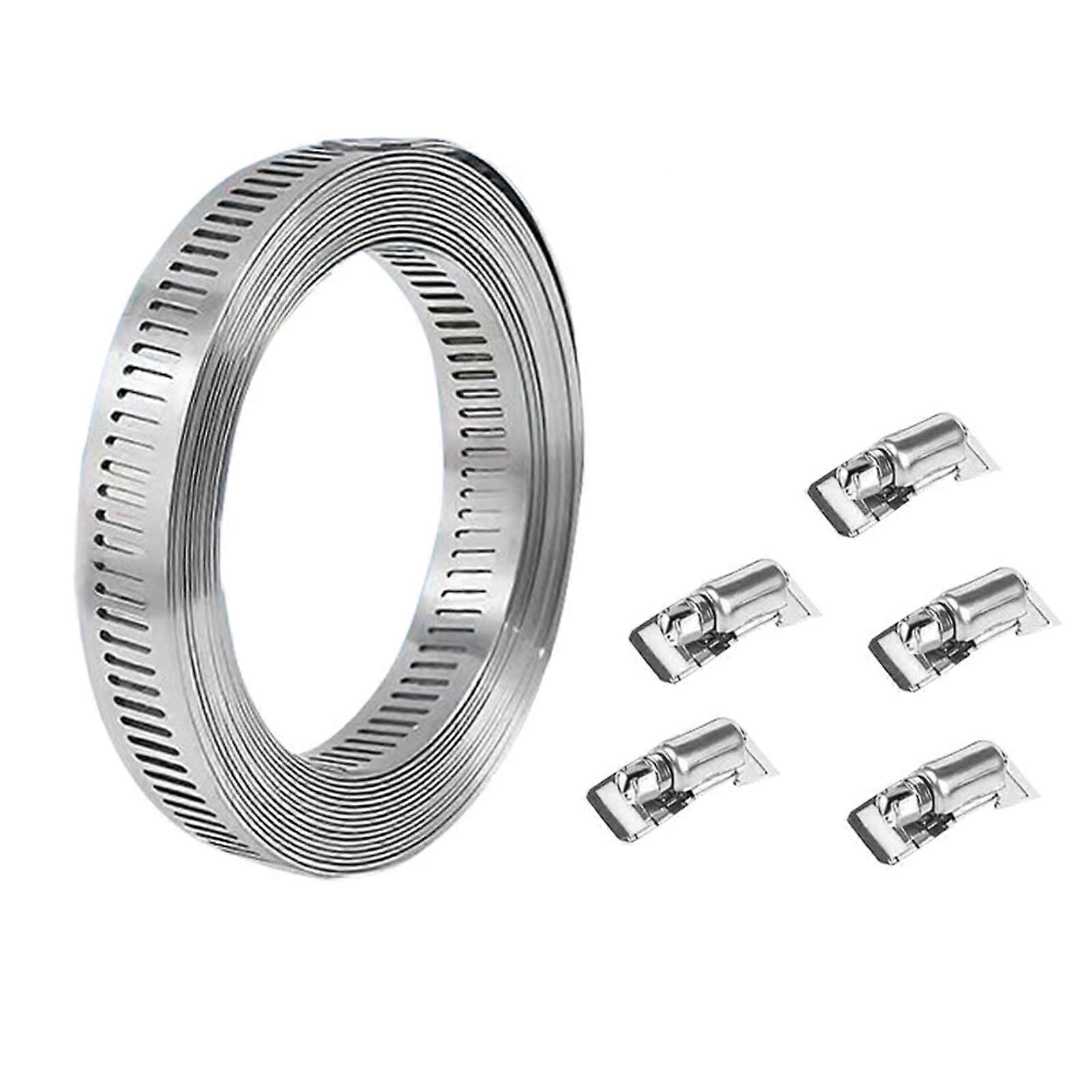 Adjustable Large Geared Stainless Steel Hose Clamp With 5 Fasteners Sanitary Pipe Clamp