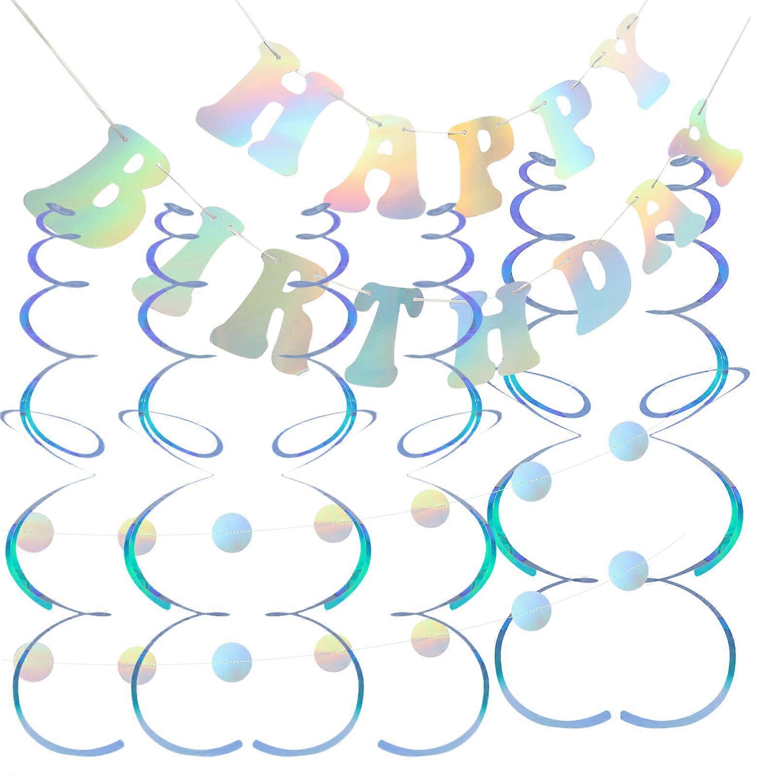 Birthday Banner with Circle Dot Garland Hanging Streamer for Party Decorations – Lightweight, Safe Paper Material, Portable Design
