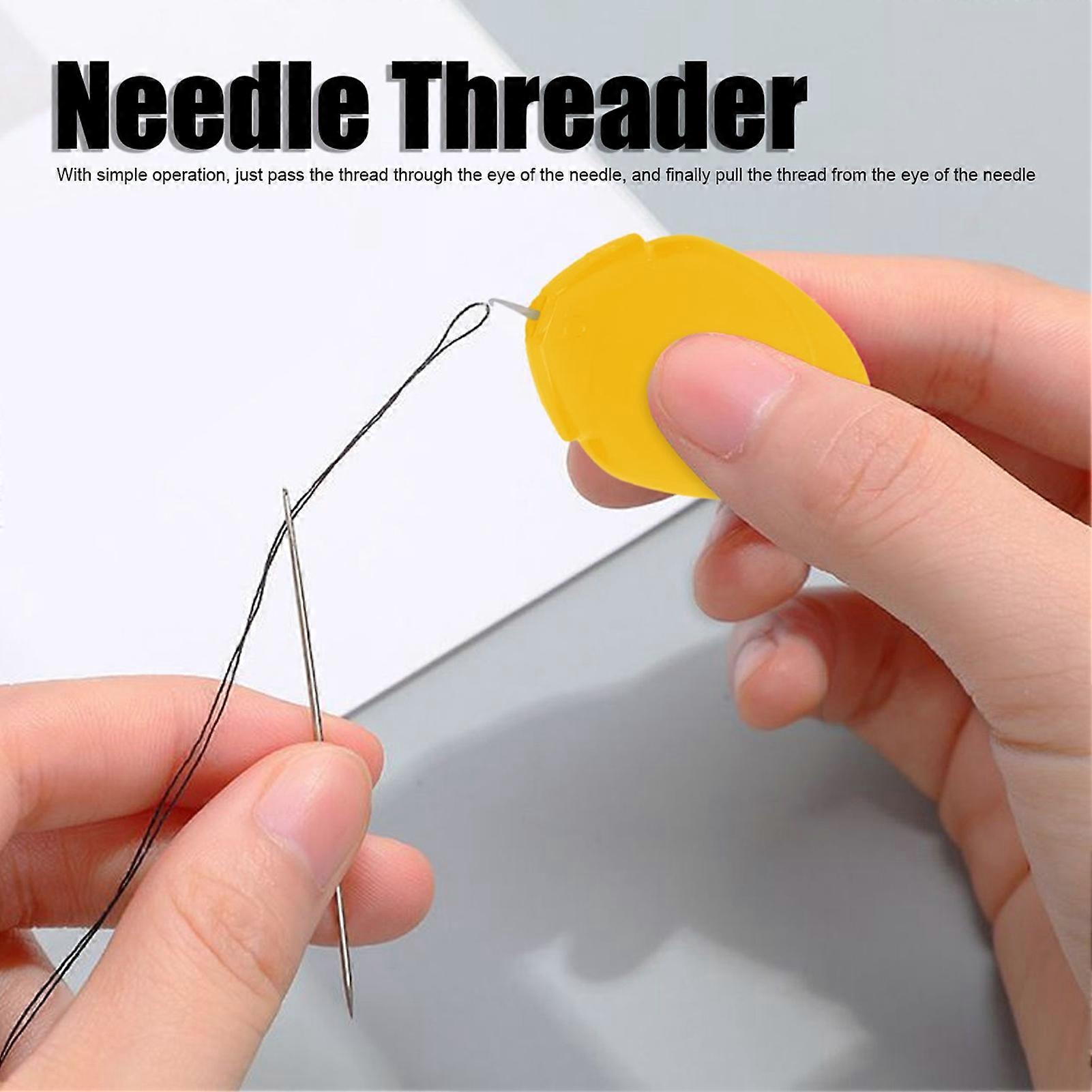 Needle Threader Portable MultiColored Plastic Tailoring Tool for Sewing Crafting(Yellow 502 )