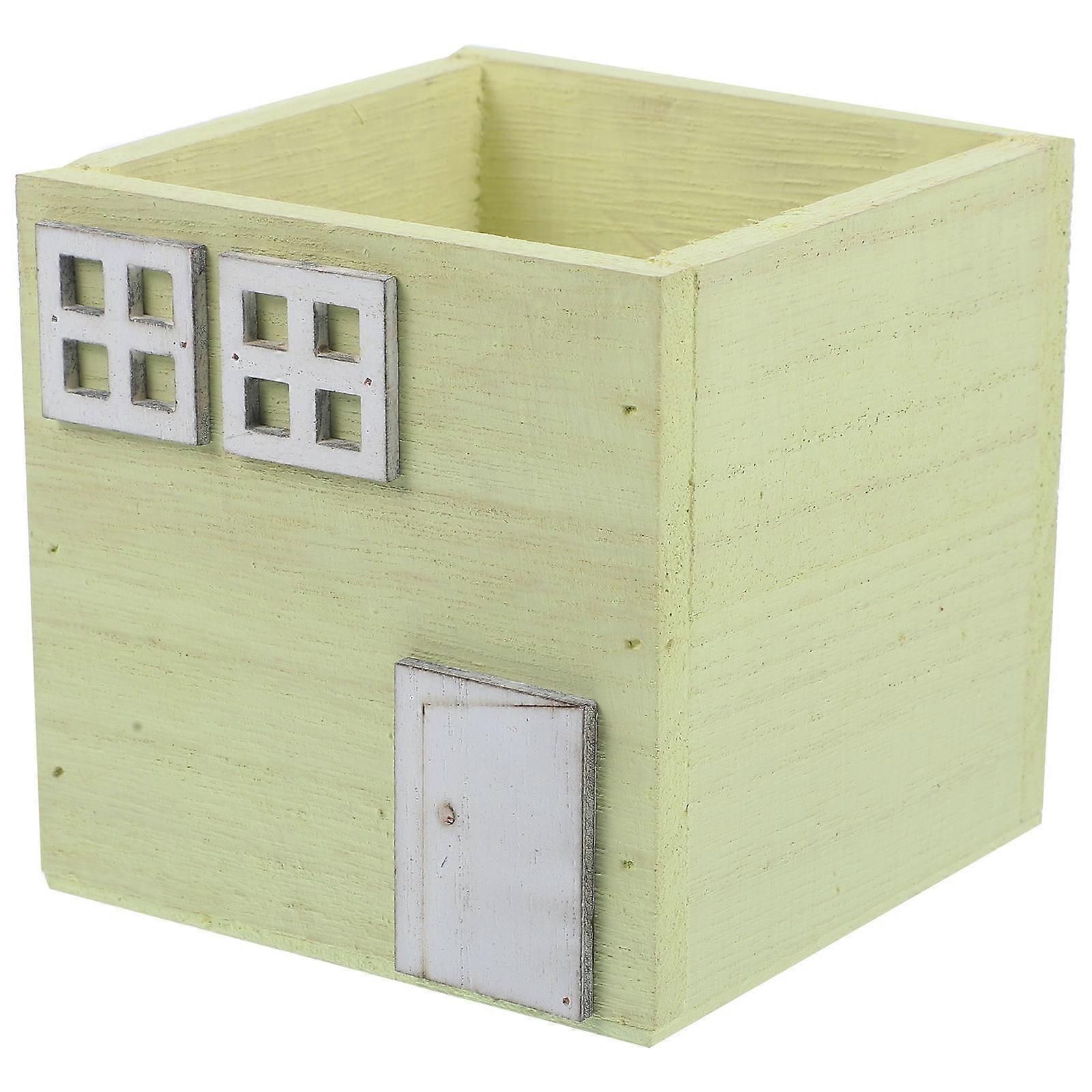 Whimsical Beige Wood Flower Pot for Home Decor Small Planter with Rustic Charm and Safe Material
