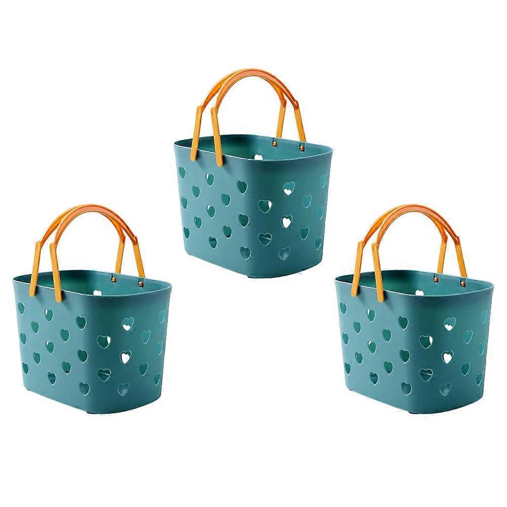 Plastic Storage Basket for Home Use with Handle Design 3 Pieces Multi Color Compact Size