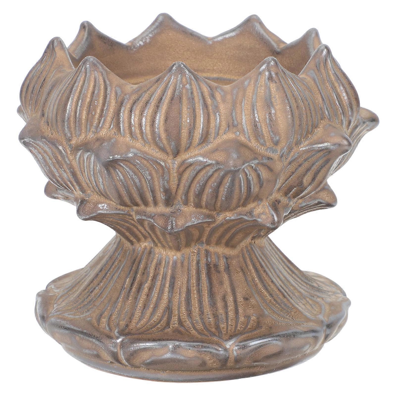 Candlestick Holders Ceramic Candle Base Retro Design Temple Use 4.3×4.3×3.3in 1Pcs