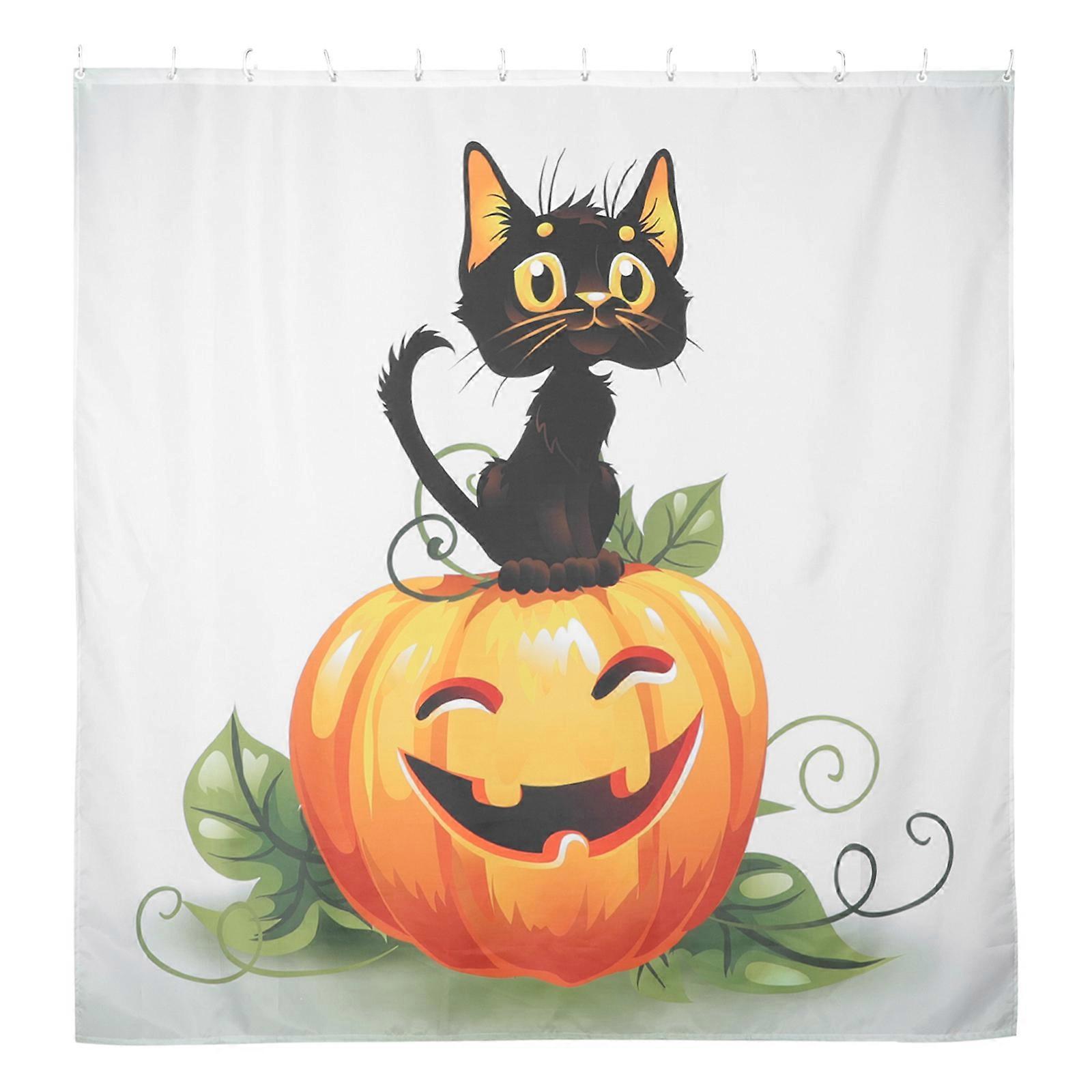 Bath Curtain Kit Polyester Halloween Decor Outdoor Bathrooms Motel Usage Square Shape 180x180cm 1Set