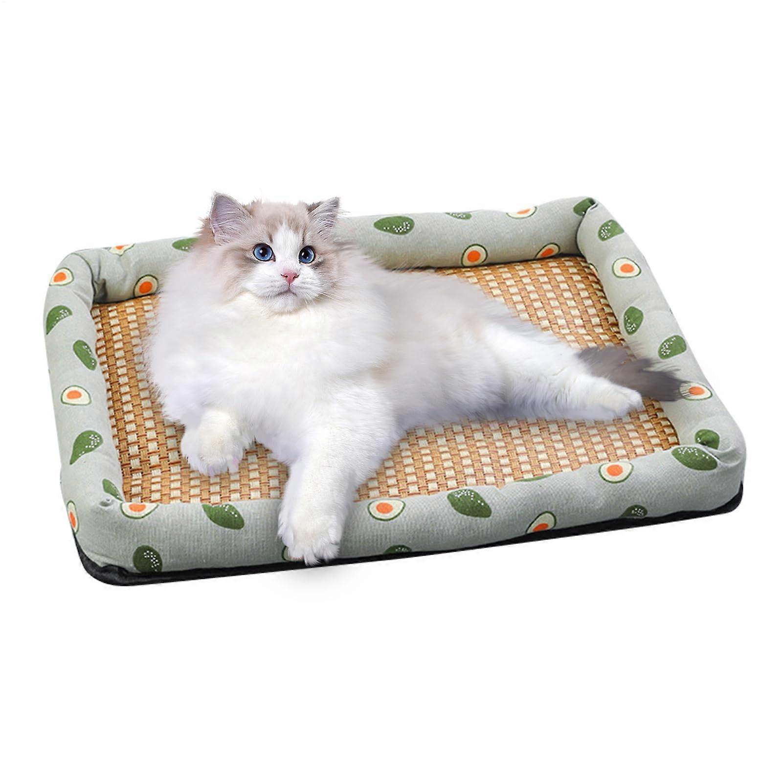 Cooling mat for cats, scratchresistant, nonslip, reusable rattan cushion for pets