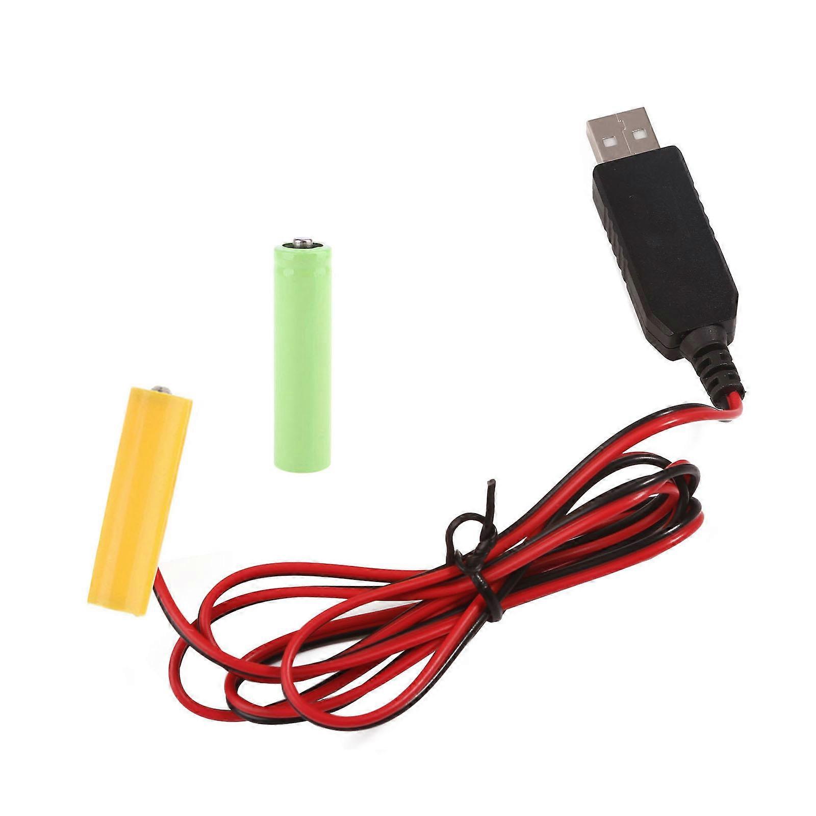 USB to 3V Power Supply for 2x 1.5V LR6 AA Dummy Battery Power Supply Cable for Remote Control Led Lights Toy Multicolor