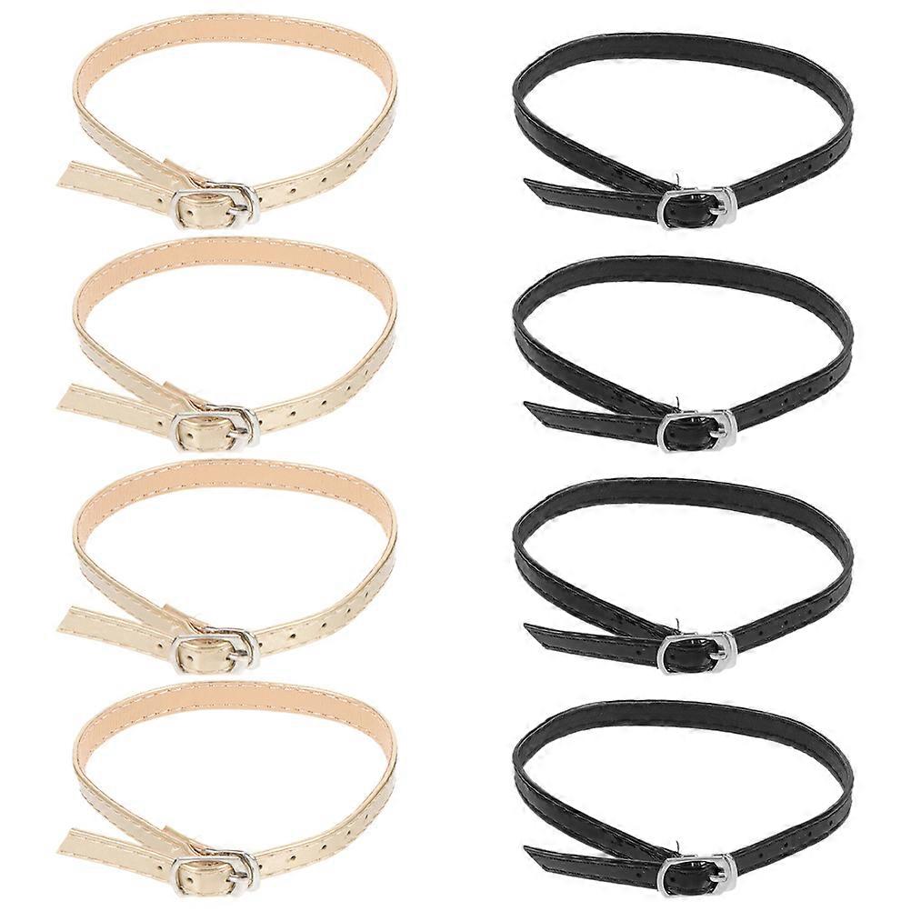 4 Pairs Shoe Strap High Heel Bands Elastic Extender Anti Drop Buckle Straps for Shoes Black Golden