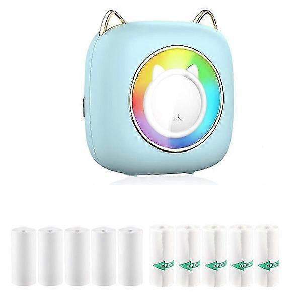 Mini Pocket Printer, Portable Thermal Printer with LED, Bluetooth Inkless Printer Gift for Kids