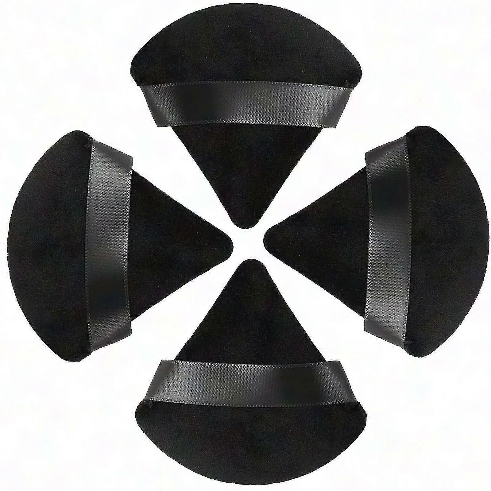 4pcs Black Triangle Powder Puffs for Pressed Powder & Makeup Application