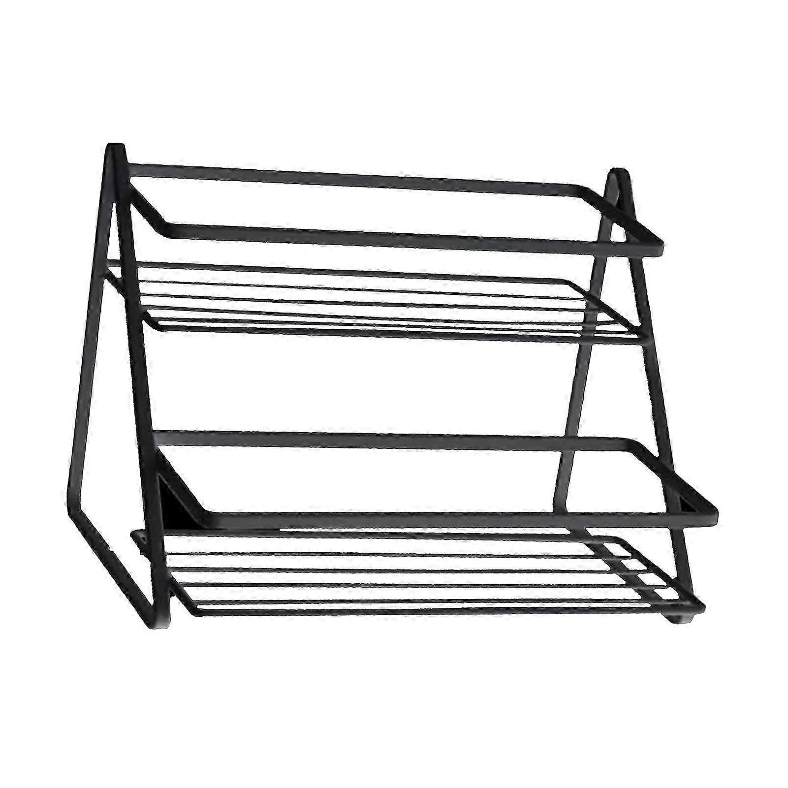 Kitchen Countertop Storage Rack Space Saving Multifunctional 2 Tiers Spice Toiletries Makeup Counter Standing Shelf Black