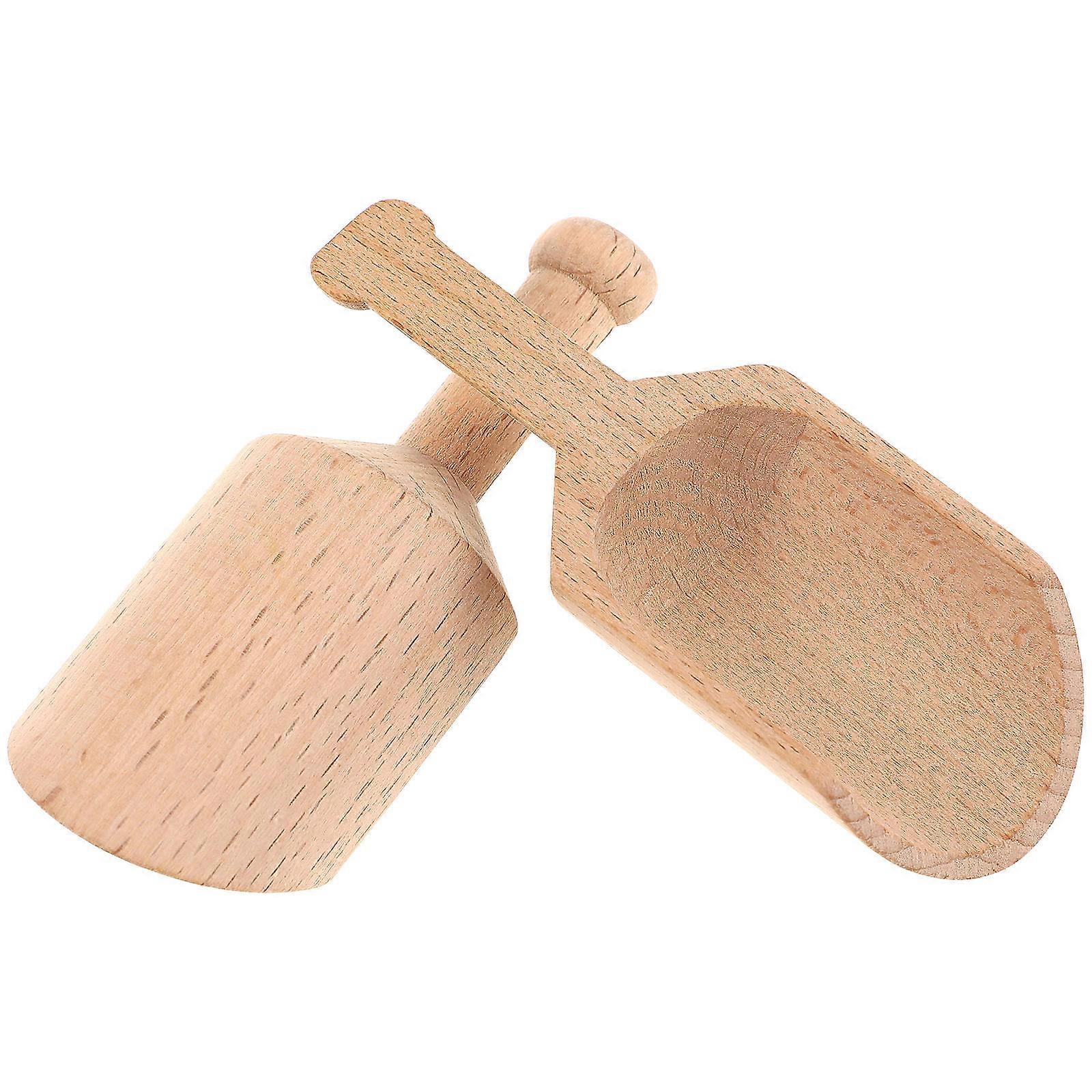 Wooden Spoons for Jars Made of Beech Wood Ideal for Cooking Spices and Bath Salts 2 Pcs Light Yellow