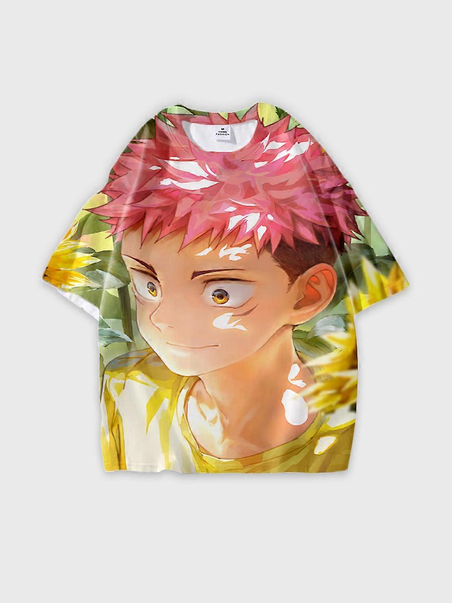 T-shirt round neck Character Pattern loose short sleeve P654