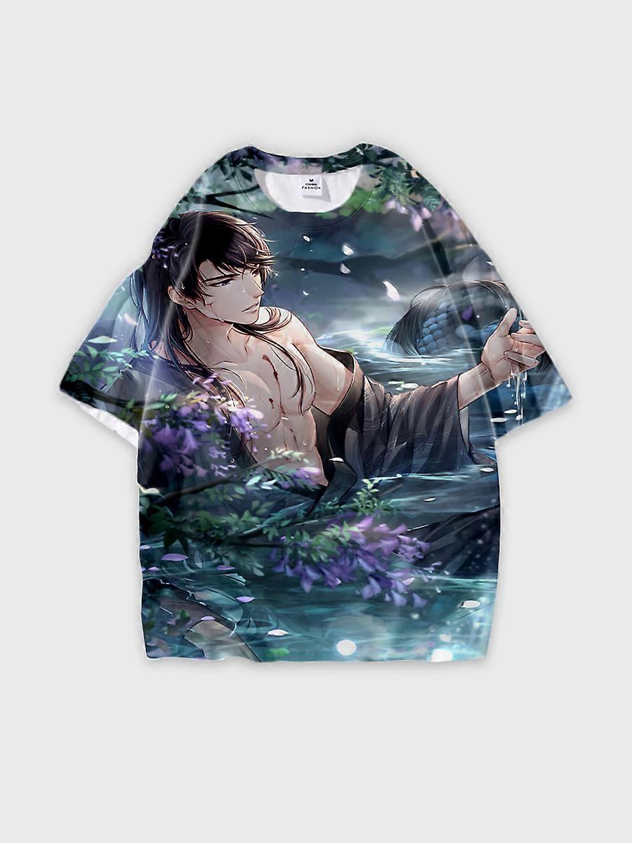 T-shirt round neck Role Pattern loose short sleeve E1145