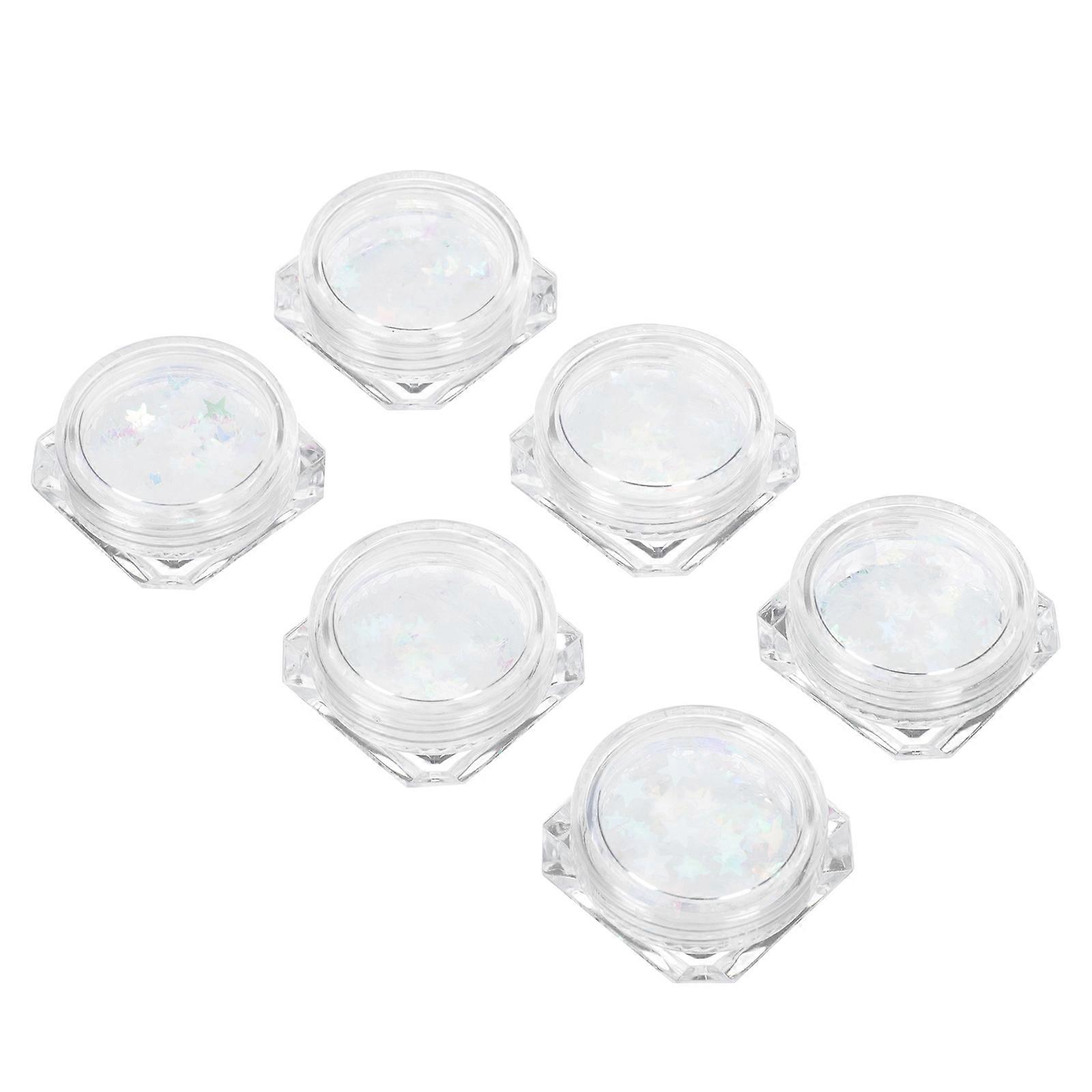 Manicure Sequins 6 Sets Heart Star Shaped Design Assorted Color Nail Décor Perfect For Nail Art Learners Elegant Style