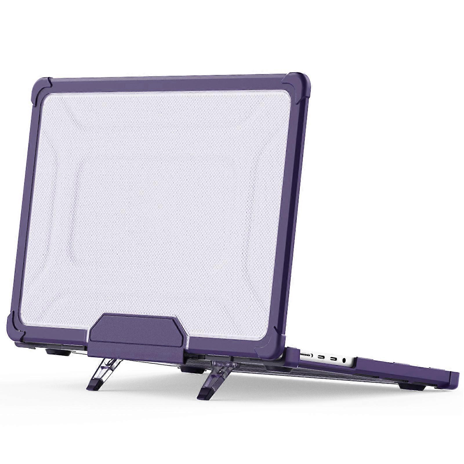 TKdaddy For MacBook Pro 14 inch (2024) (2021) (2023) (A2442 M1 Pro M1 Max A2779) Heat Dissipation Hard PC+TPU Laptop Case with Kickstand Purple