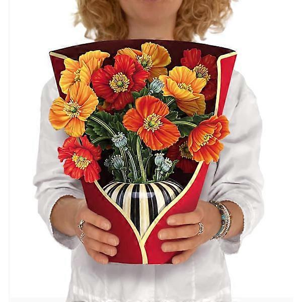 Freshcut Paper Pop Up Card, French Blooms, 12 inch Life Size Forever Flower Bouquet 3D Popup Greeting Card