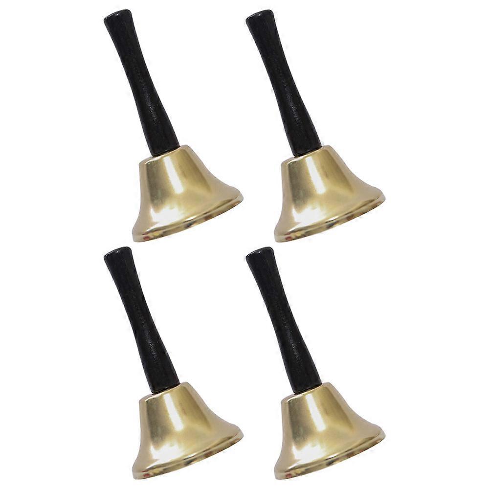 4pcs Metal Hand Bells with Handles – Clear Ringing Call Bells for Restaurant, Hotel, Pantry, Event, and Christmas Use