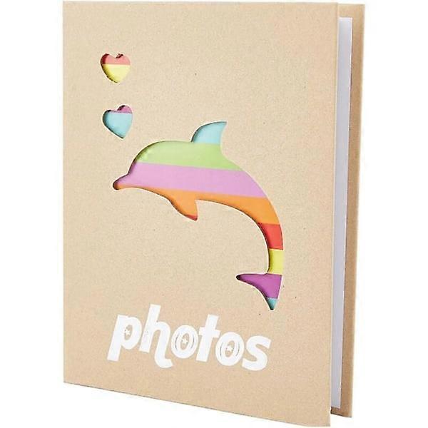 ألبوم صور بغطاء ورقي ، ألبوم تخزين صور مجوف على شكل دولفين مع صور للصور 50 صفحة يمكن أن تستوعب 100 صورة ، دفتر صور
