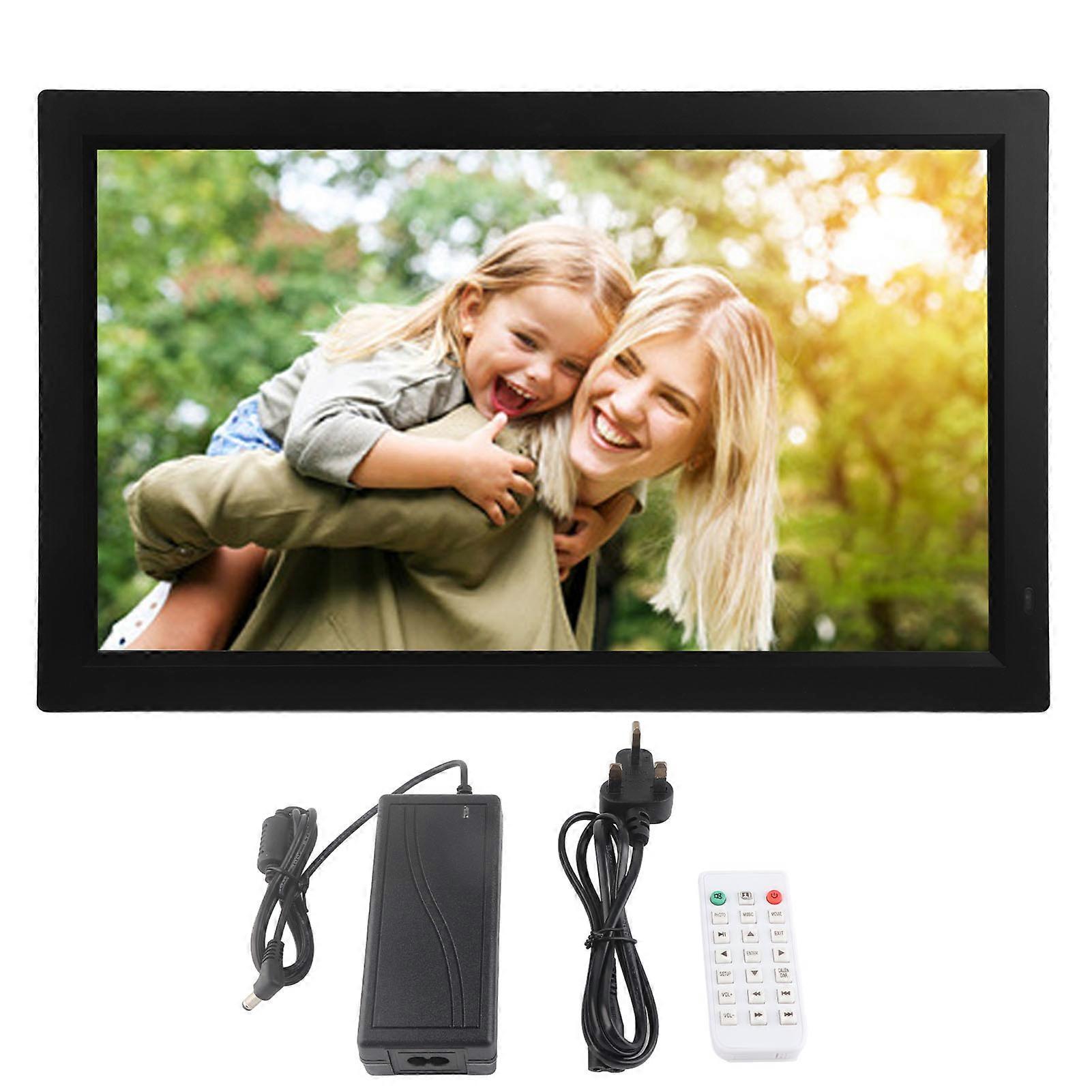 21.5in 1080P Digital Picture Frame Smart Photo Frames with Remote Control Support Picture Music Movie Slideshow 100‑240V Black UK Plug
