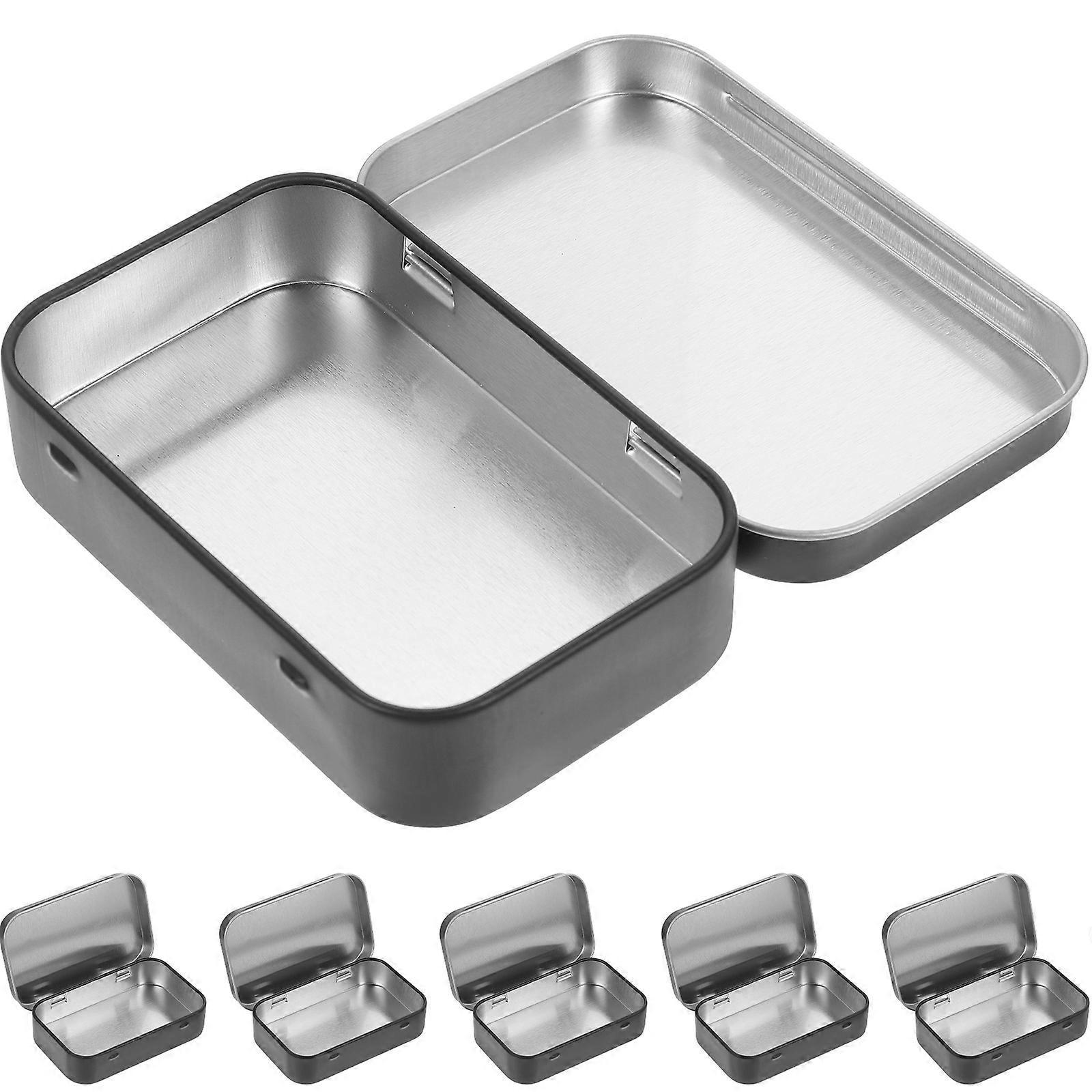 6pcs Empty Small Rectangle Tin Boxes with Lids Tinplate Containers