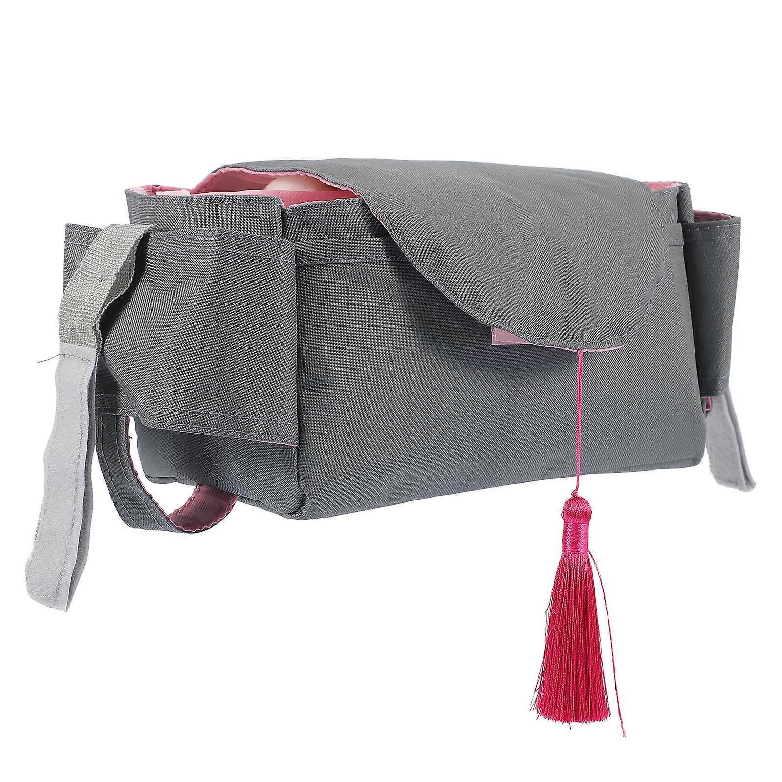 Portable Baby Diaper Organizer Bag in Black Fabric for Home with Large Capacity and Handle Design