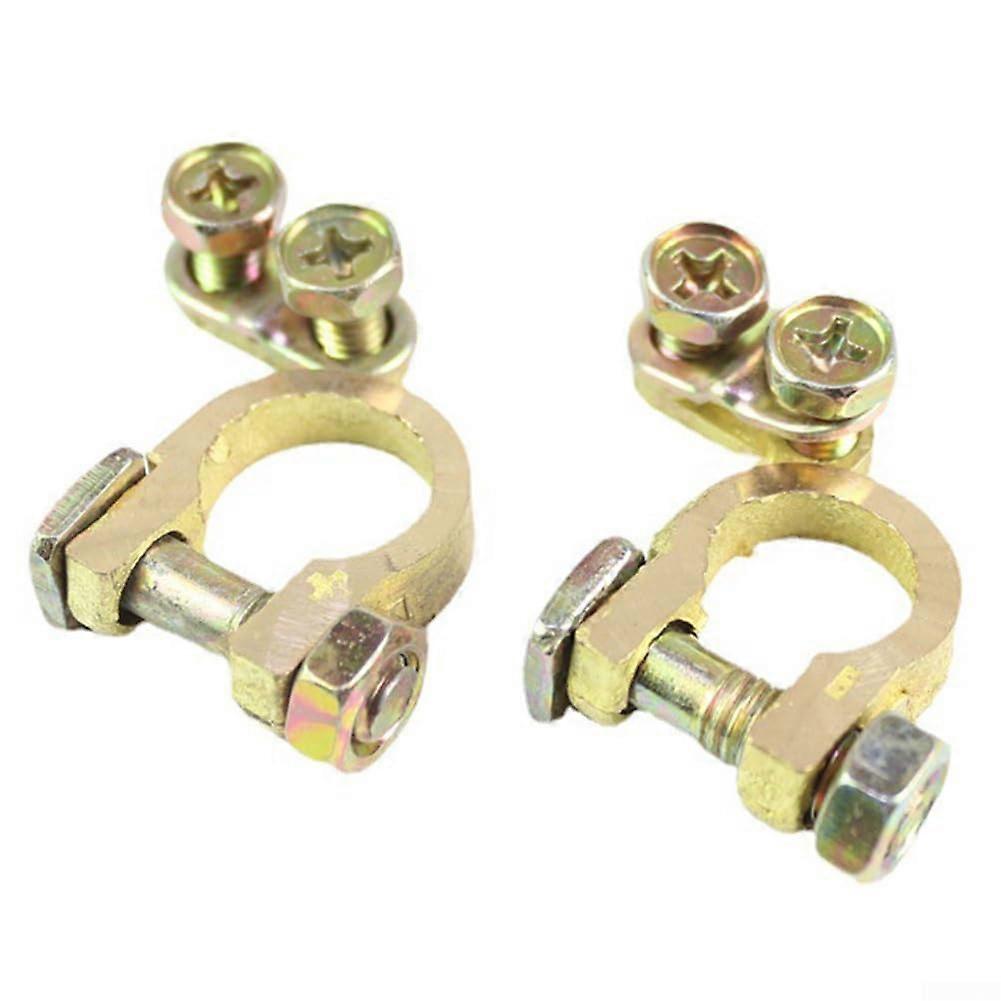 Brass Car Battery Clamps Set of 2 With Screws Durable Terminal Connections for Vehicle Power
