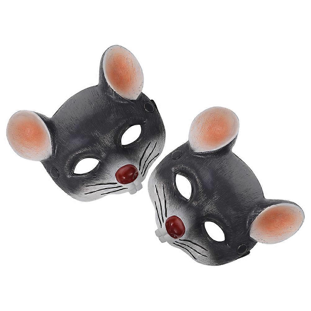 Rat Mask Halloween Costume Accessory For Adults And Kids In Dark Grey Color With Realistic Appearance 2Set