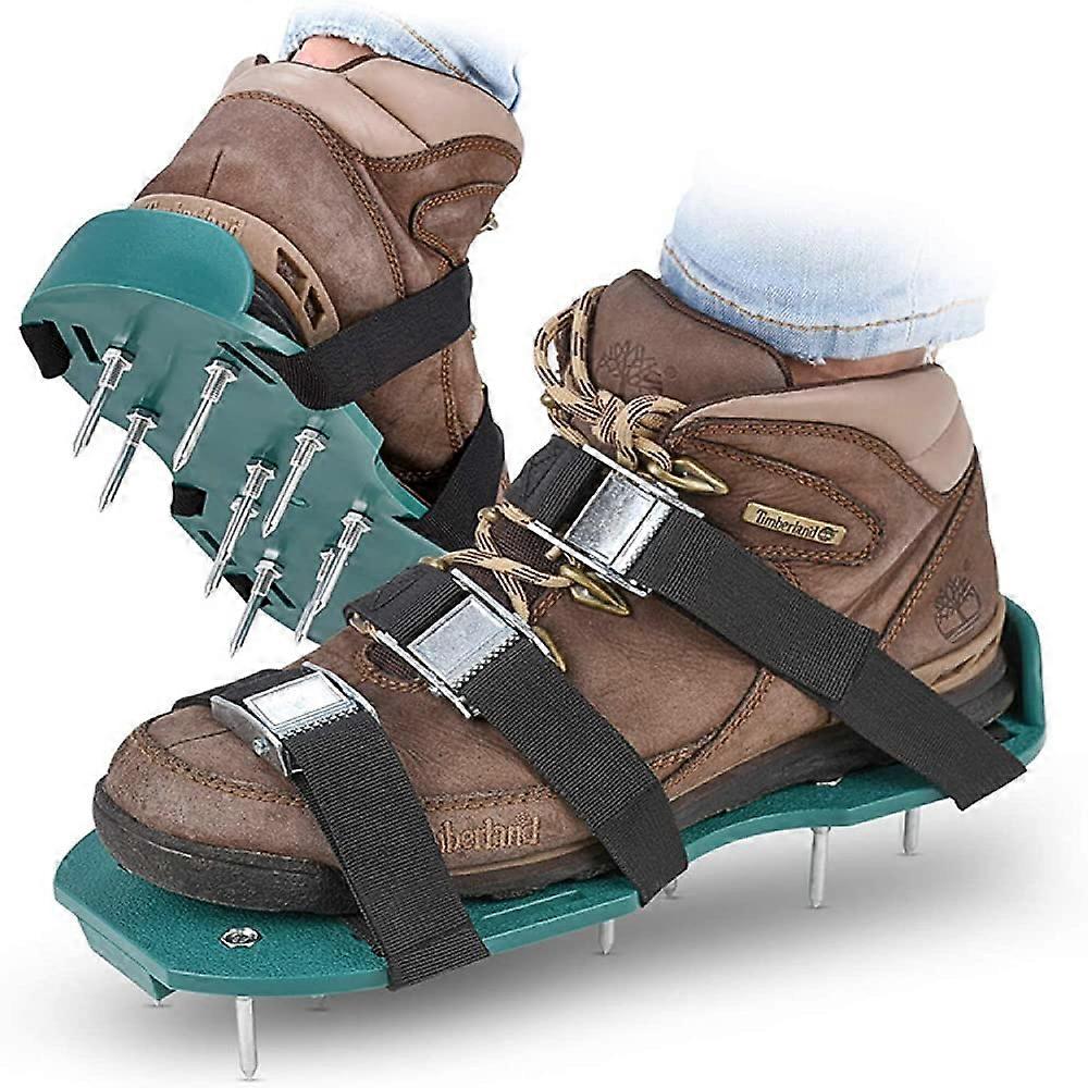 Lawn Aerator Shoes, 4-Pair Sandals With Aluminum Buckle, Adjustable Straps, Scarifier, Lawn Nail Gun For Lawn Or Yard