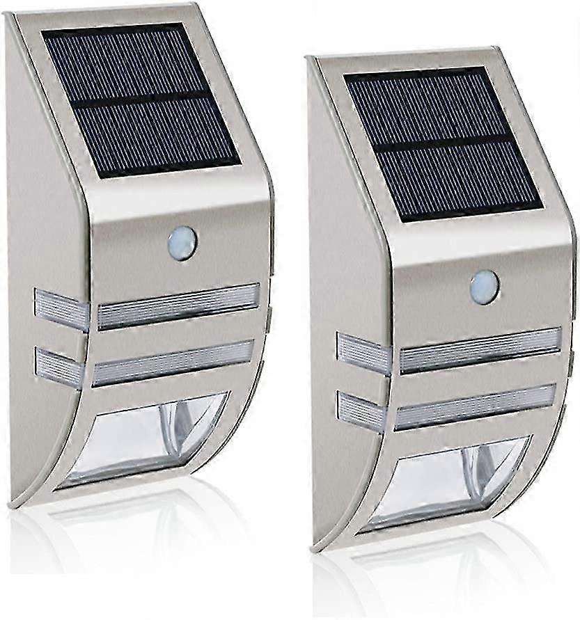 2 Solar-Powered Motion Sensor Wall Lights (90 Wide Angle)