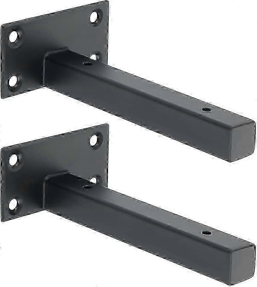 Industrial Shelf Bracket Stainless Steel Wall Mounted Shelf Bracket Floating Board Metal Bracket Concealed Bracket Matte Black, 2Pcs, EJT150B-2P Editi