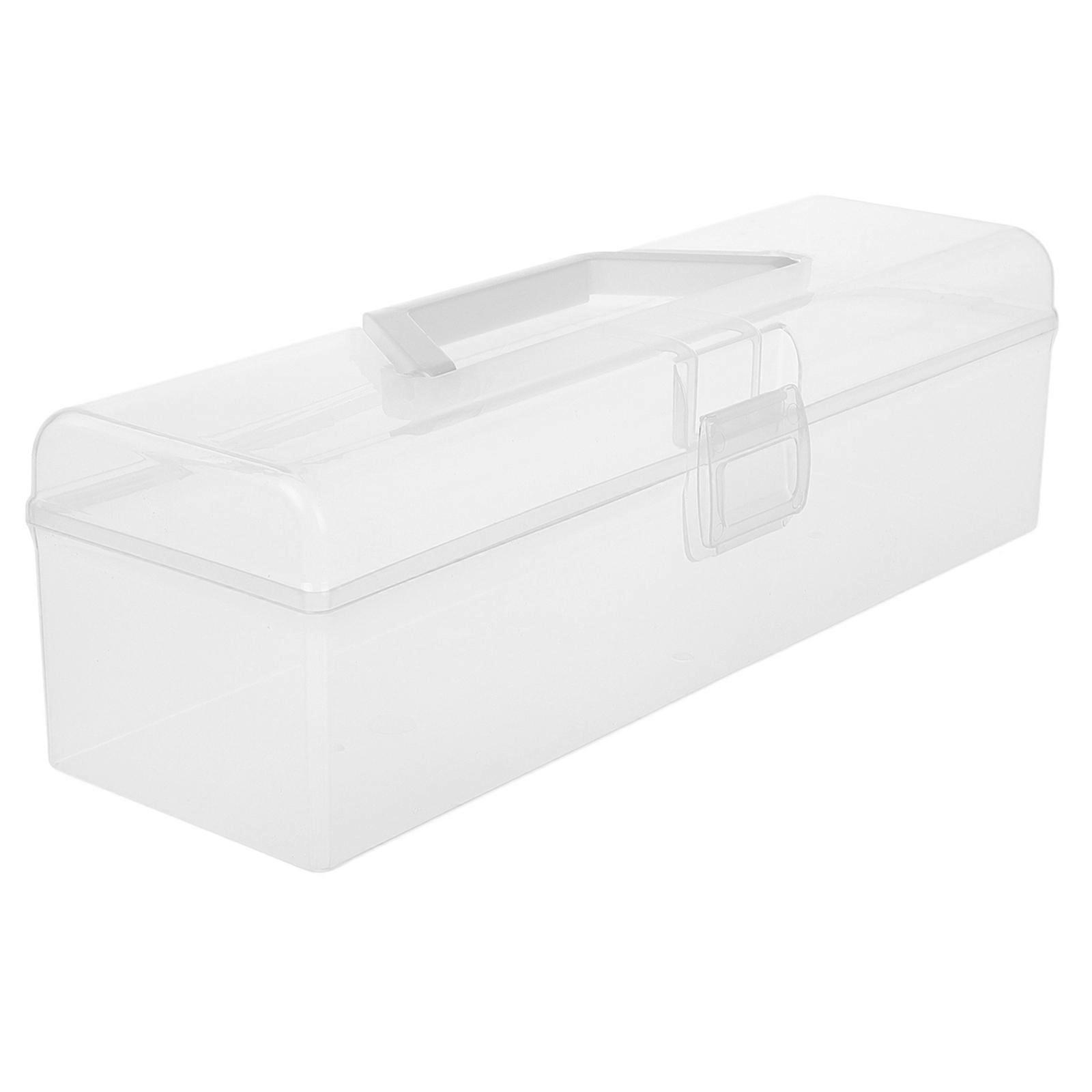 Clear Plastic Card Storage Box with Carry Handle Dust Proof Organizer for Playing Cards, Sports Cards, Collectibles and Small Items