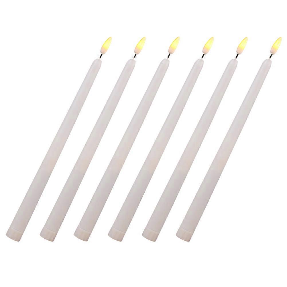 6pcs Battery Operated LED Flameless Taper Candles Warm White Plastic Lighting Accessories 6 Inches
