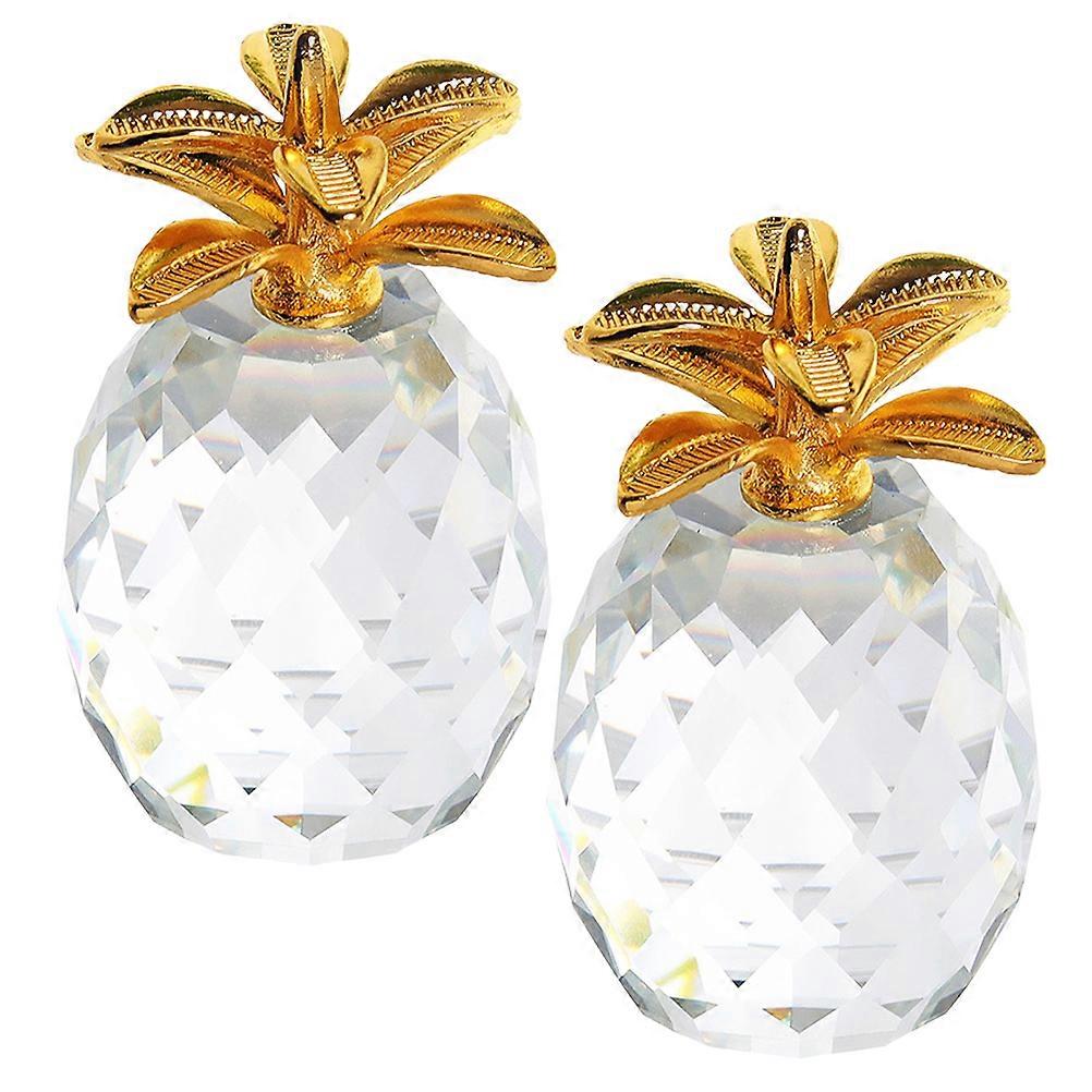 Pineapple Ornament Crystal Figurine Desktop Adorns Transparent Modern Simplicity 2Pcs