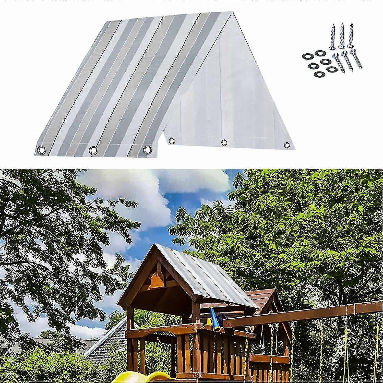 Waterproof playground canopy for outdoor swingset with screws - Stripe
