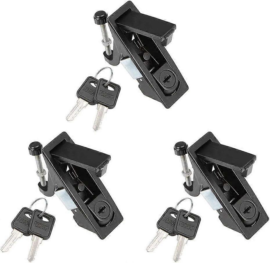 Electric Cabinet Panel Cam Lock Push Button Pop Up Door Lock W Key,Black 606-1