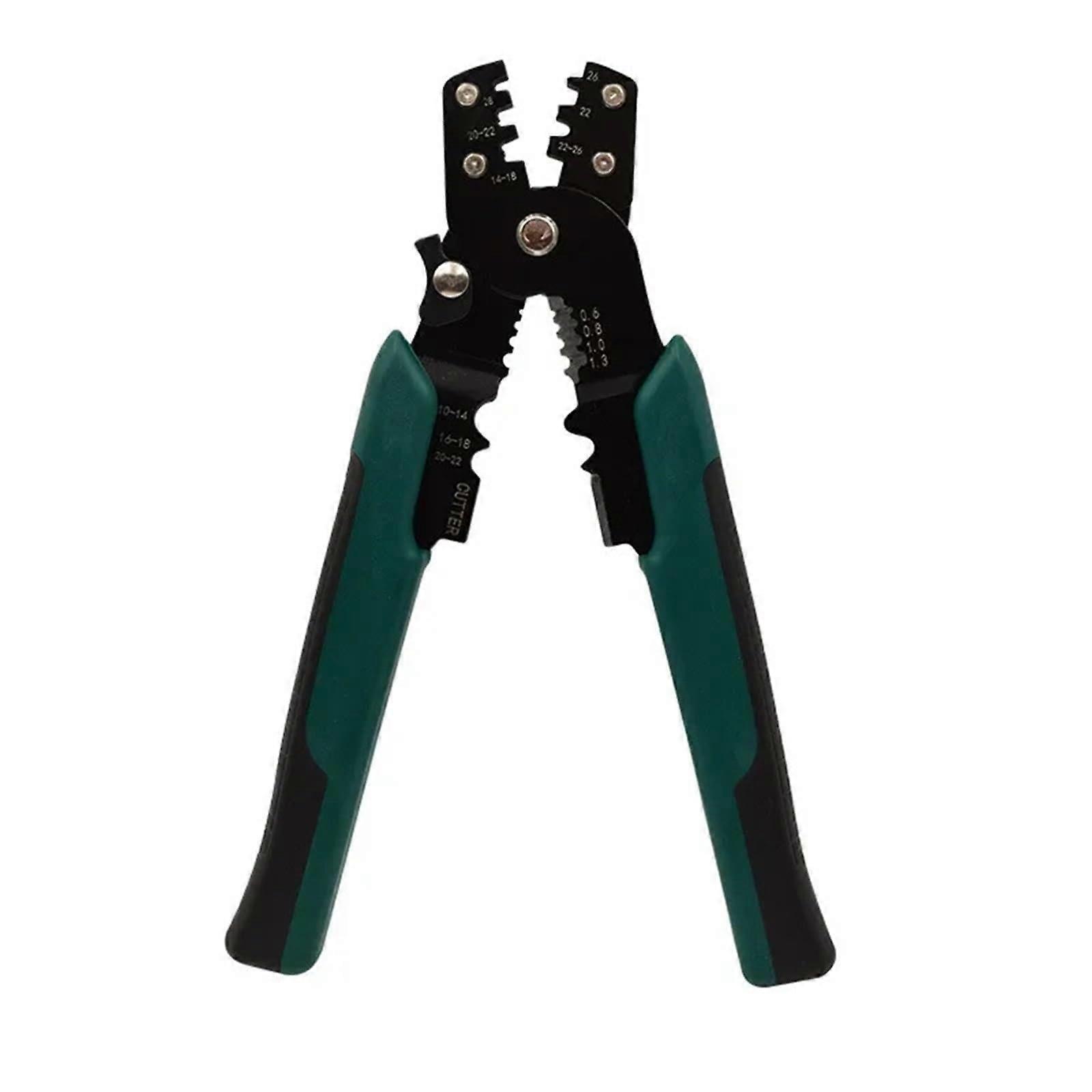 Multifunctional Electric Crimping Tool with Wire Stripper and Cutting Functions, Green, 1 Piece, Handheld Crimping Pliers